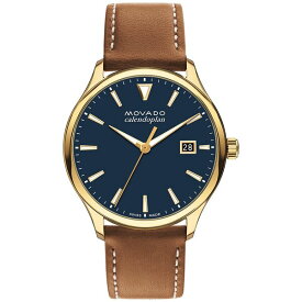 モバド メンズ 腕時計 アクセサリー Men's Swiss Heritage Brown Leather Strap Watch 40mm Gold