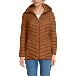 YGh fB[X WPbgu] AE^[ Women's Wanderweight Packable Down Hooded Long Jacket Rich ginger brown