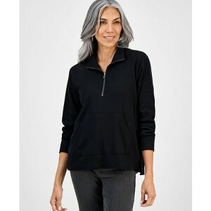 �X�^�C���A���h�R�[ ���f�B�[�X �W���P�b�g���u���]�� �A�E�^�[ Women's Waffle-Knit Quarter Zip Top, Macy's Exclusive Deep Black