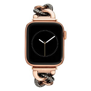 アンクライン レディース 腕時計 アクセサリー Women's Black and Rose Gold-Tone Alloy Metal Chain Link Bracelet with Premium Crystals designed for Apple Watch 42mm (Series 10) & 38/40/41mm Black, Rose Gold-Tone