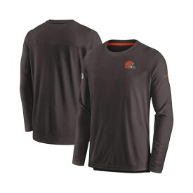 ナイキ レディース Tシャツ トップス Men's Brown Cleveland Browns Sideline Lockup Performance Long Sleeve T-shirt Brown