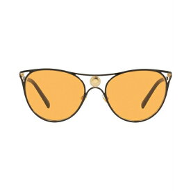 ヴェルサーチ レディース サングラス＆アイウェア アクセサリー Women's Sunglasses, VE2237 Black, Gold-Tone