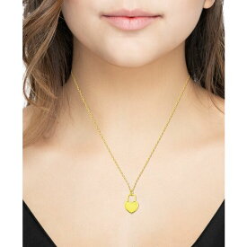 ジャニ ベルニーニ レディース ネックレス・チョーカー・ペンダントトップ アクセサリー Polished Heart Padlock Pendant Necklace, 16" + 2" extender, Created for Macy's Gold Over Silver