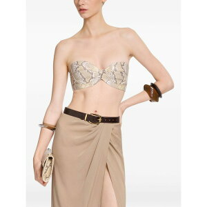 �G���[ �T�[�u ���f�B�[�X �J�b�g�\�[ �g�b�v�X Python-print leather bralette Neutrals