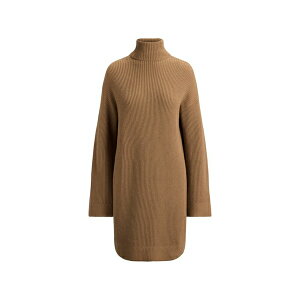 �����t���[���� ���f�B�[�X �����s�[�X �g�b�v�X Rack-stitched turtleneck mini dress Brown