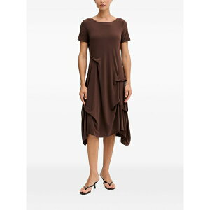 �W���Z�t���u�R�t ���f�B�[�X �����s�[�X �g�b�v�X Asymmetric-hem short-sleeve midi dress Brown