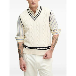 �x�l�g�� �����Y �j�b�g&�Z�[�^�[ �A�E�^�[ Cable-knit striped-trim sweater Neutrals