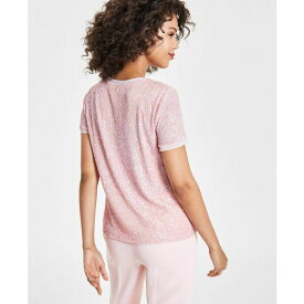 アンクライン レディース Tシャツ トップス Women's Sequined T-Shirt Cherry Blossom