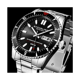 スターリング レディース 腕時計 アクセサリー Men's Aquadiver Silver-tone Stainless Steel , Black Dial , 51mm Round Watch Silver-tone