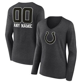 ファナティクス レディース Tシャツ トップス Indianapolis Colts Women's Monochrome Personalized Name & Number Long Sleeve VNeck TShirt Charcoal