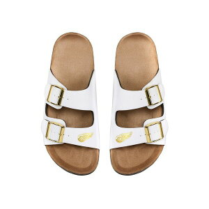 tHR fB[X T_ V[Y Women's Detroit Red Wings Double-Buckle Sandals White