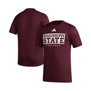 AfB_X Y Vc gbvX Men's Maroon Mississippi State Bulldogs Football Practice AEROREADY Pregame T-shirt Maroon