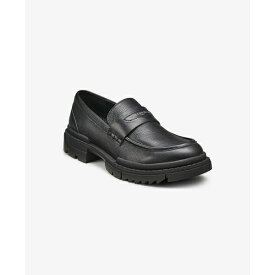 カールラガーフェルド メンズ スリッポン・ローファー シューズ Men's Tumbled Leather Lug Sole Penny Loafer Black
