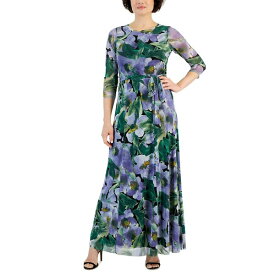 アンクライン レディース ワンピース トップス Women's 3/4-Sleeve Floral-Print Maxi Dress Lavender Dawn Multi