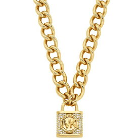 マイケルコース メンズ ネックレス・チョーカー アクセサリー Pave Lock Chain Necklace Gold