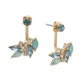 ロンナアンドリリー レディース ピアス＆イヤリング アクセサリー Gold-Tone Cubic Zirconia & Crackled Stone Front-to-Back Earrings Navy