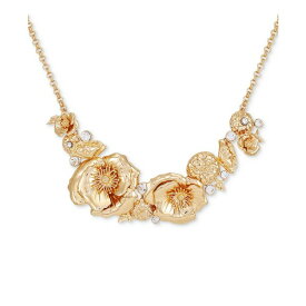 ゲス レディース ネックレス・チョーカー・ペンダントトップ アクセサリー Gold-Tone Crystal & Flower Statement Necklace, 16" + 2" extender Gold