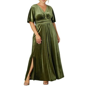 キヨナ レディース ワンピース トップス Women's Plus Size Verona Velvet Evening Gown Olive