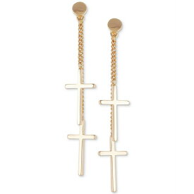 ゲス レディース ピアス＆イヤリング アクセサリー Chain & Cross Front-and-Back Earrings Gold