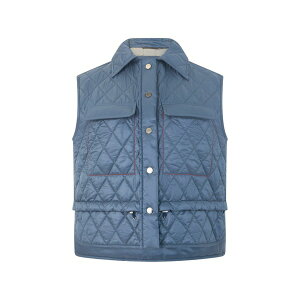 ���[���[ ���f�B�[�X �R�[�g �A�E�^�[ Quilted drawstring gilet Blue