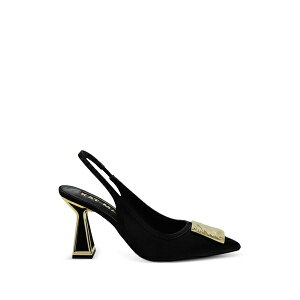 �J�b�g�}�R�j�[ ���f�B�[�X �p���v�X �V���[�Y Logo-plaque pointed-toe slingback pumps Black