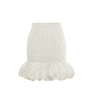 �v�b�V���{�^�� ���f�B�[�X �X�J�[�g �{�g���X Floral-print bubble-hem skirt White