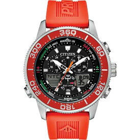シチズン メンズ 腕時計 アクセサリー Eco-Drive Men's Promaster Sailhawk Analog-Digital Orange Polyurethane Strap Watch 44mm Orange