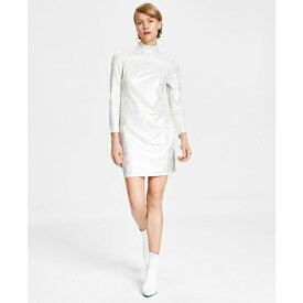 バースリー レディース ワンピース トップス Women's Metallic Mock-Turtleneck Sheath Dress, Created for Macy's Bar White/Gold