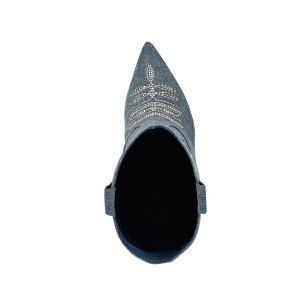 �Q�X ���f�B�[�X �u�[�c �V���[�Y Women's Rasima Denim Rhinestone Embellished High Heel Western Boots Blue Denim