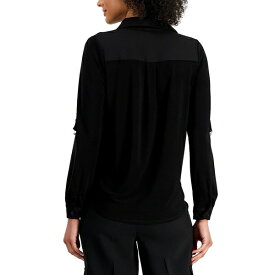 アンクライン レディース シャツ トップス Women's Convertible-Sleeve Utility Shirt Anne Black