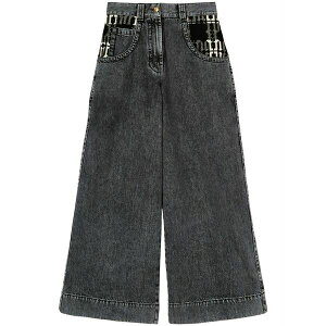 �p�[���E�G���W�F���X ���f�B�[�X �f�j���p���c �{�g���X Monogram-pattern wide-leg jeans Grey