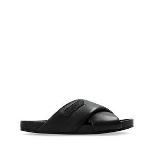 �����o�� ���f�B�[�X �T���_�� �V���[�Y Logo-appliqu䩘R crossover leather slides Black
