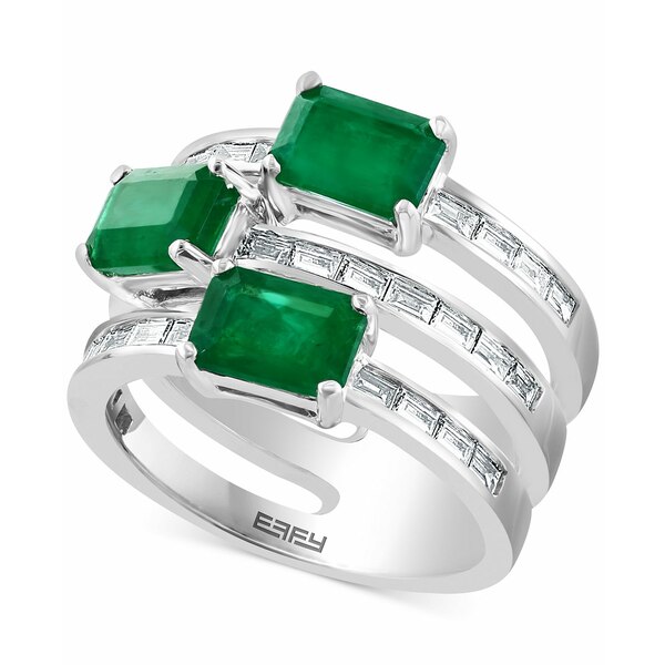 価格は安く エフィー コレクション レディース 14k Statement (5 in EFFYreg; Gold Emerald Emerald  アクセサリー ct. ct. Ring Diamond Multirow (2-7 リング White 指輪・リング 