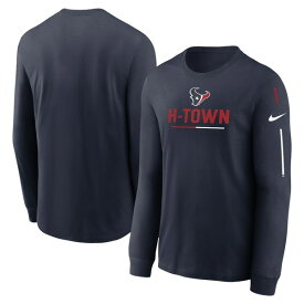 ナイキ メンズ Tシャツ トップス Houston Texans Nike Team Slogan Long Sleeve TShirt Navy