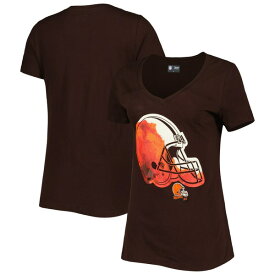 ニューエラ レディース Tシャツ トップス Cleveland Browns New Era Women's Ink Dye Sideline VNeck TShirt Brown