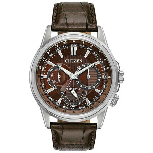 V`Y fB[X rv ANZT[ Eco-Drive Men's Calendrier Brown Leather Strap Watch 44mm Brown