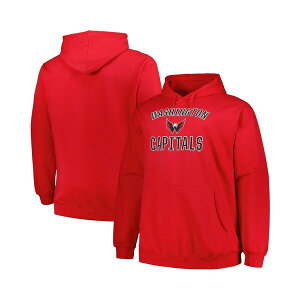 �v���t�B�[�� �����Y �p�[�J�[�E�X�E�F�b�g�V���c �A�E�^�[ Men's Red Washington Capitals Big and Tall Arch Over Logo Pullover Hoodie Red