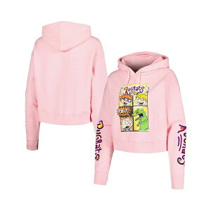 �t���[�Y �}�b�N�X �����Y �p�[�J�[�E�X�E�F�b�g�V���c �A�E�^�[ Men's and Women's Pink Rugrats Comic Strip Cropped Pullover Hoodie Pink