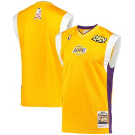 ミッチェル&ネス メンズ Tシャツ トップス Los Angeles Lakers Mitchell & Ness 2002 NBA Finals Hardwood Classics OnCourt Authentic Sleeveless Shooting Shirt Gold
