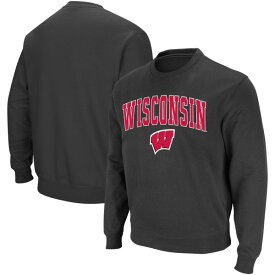 コロシアム メンズ パーカー・スウェットシャツ アウター Wisconsin Badgers Colosseum Arch & Logo Crew Neck Sweatshirt Charcoal