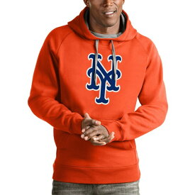アンティグア メンズ パーカー・スウェットシャツ アウター New York Mets Antigua Victory Pullover Team Logo Hoodie Orange