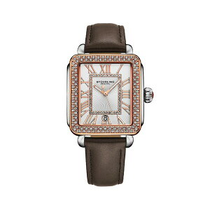 �X�^�[�����O ���f�B�[�X �r���v �A�N�Z�T���[ Elegant Women s Rectangular 3547mm Dress Watch Model 4060L.5, Rose Gold Crystal Bezel, Silver Case, Brown Leather Strap No Color
