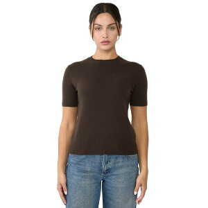 �W�F�j�[ ���E ���f�B�[�X �j�b�g&�Z�[�^�[ �A�E�^�[ Women's 100% Cashmere Crewneck Short Sleeve Sweater Mocha