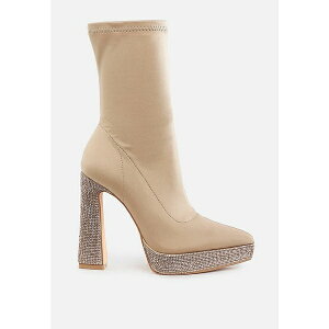 �������h�����O ���f�B�[�X �u�[�c �V���[�Y Womens Kasuti Lycra Rhinestone Detail Ankle Boots Light beige