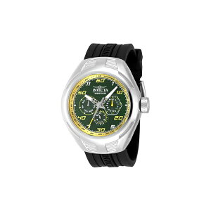 CrN^ Y rv ANZT[ Men's 47728 Invicta Racing Quartz Chronograph Green, Yellow Dial Watch Black
