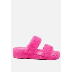hO fB[X T_ V[Y Womens Fur Slip On s Flat Pink