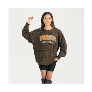 Q[fC fB[X p[J[EXEFbgVc AE^[ Women's Brown Tennessee Volunteers Leopard Oversized Sweatshirt Brown