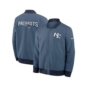 iCL Y WPbgu] AE^[ Men's Storm Blue New England Patriots 2025 Rivalries Collection Sideline Full-Zip Bomber Jacket Blue