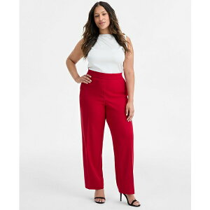 �G�[�P�[ �A�� �N���C�� ���f�B�[�X �J�W���A���p���c �{�g���X Plus Size Pull-On Mid-Rise Straight-Leg Pants Fire Red