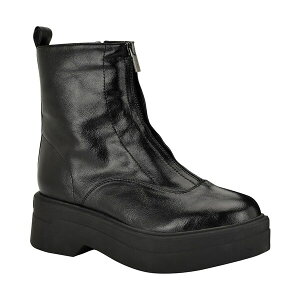 JoNC fB[X u[c V[Y Women's Rivin Front Zip Platform Booties Black Smooth